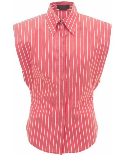 Копринена риза без ръкави на райета Isabel Marant червено