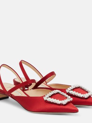 Сатенени полуотворени обувки Emilia Wickstead червено