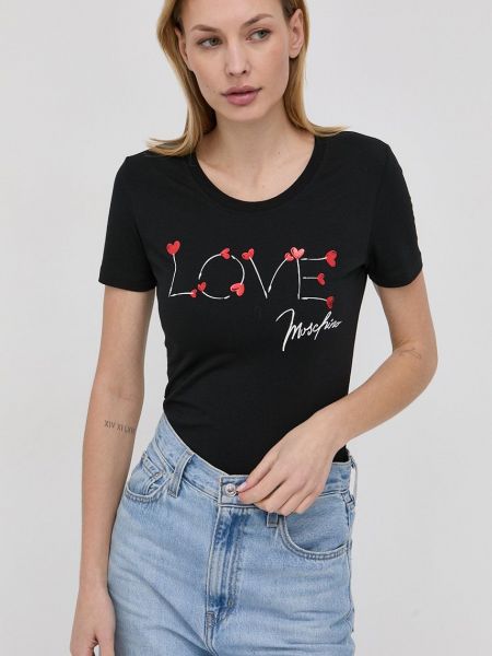 Love Moschino tricou femei, culoarea negru