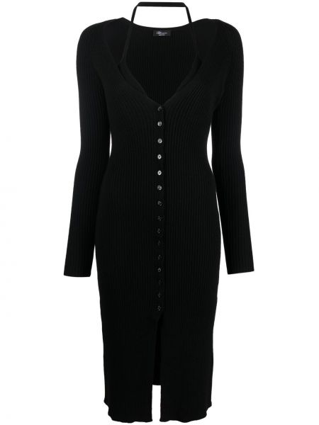 Μάλλινη μίντι φόρεμα με λαιμόκοψη v Blumarine μαύρο