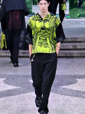 Camicia di raso con stampa Versace