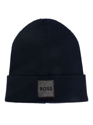 Vlnená čiapka Boss modrá