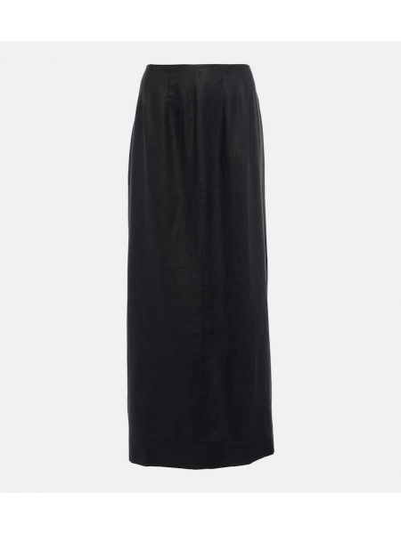 Falda larga de lino Faithfull The Brand negro