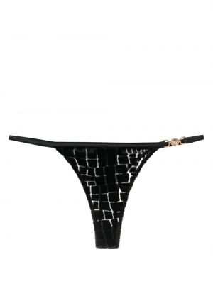 Sametové kalhotky string Versace černé