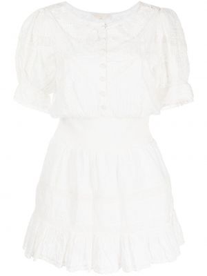 Sukienka mini z haftem Loveshackfancy, biały