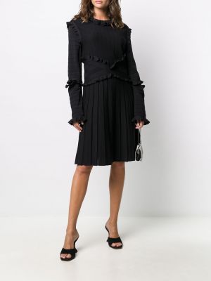 Vestido con volantes plisado Chanel Pre-owned negro