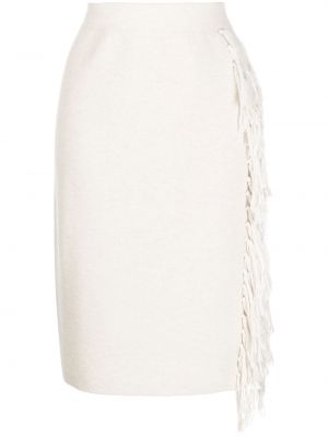 Sukienka midi z frędzli Onefifteen biała