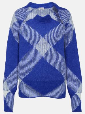 Кариран пуловер от алпака вълна синьо Burberry