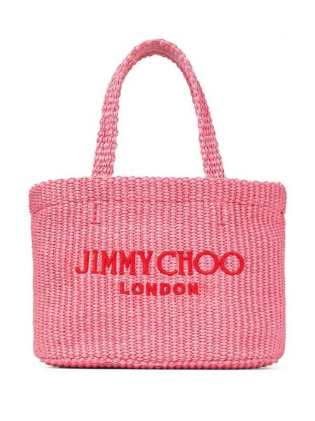 Плажна чанта бродирани Jimmy Choo розово