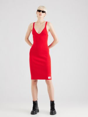 Πλεκτή τζιν φόρεμα Calvin Klein Jeans κόκκινο