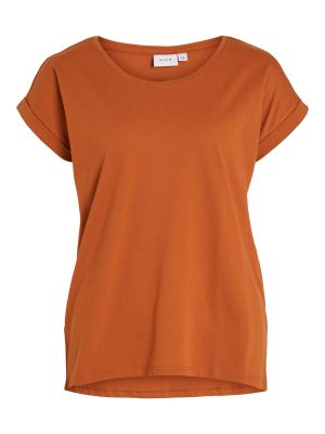 Jednofarebné bavlnené priliehavé tričko Vila