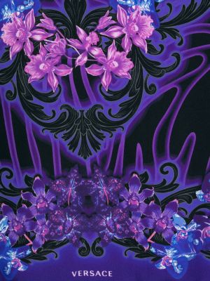 Jedwabna szal w kwiatki z nadrukiem Versace