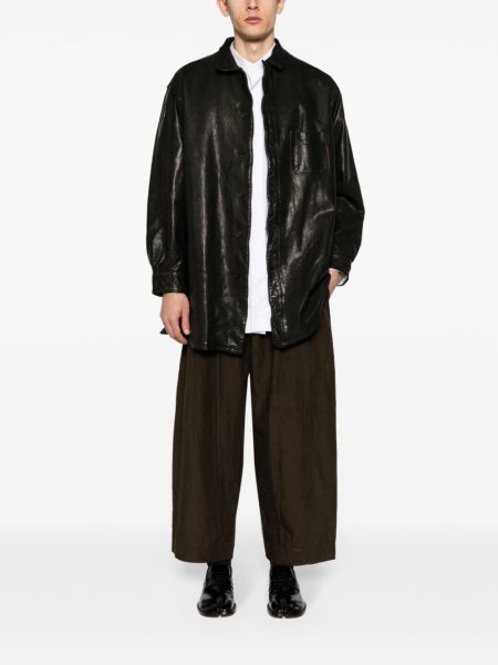 Leder mantel Yohji Yamamoto schwarz