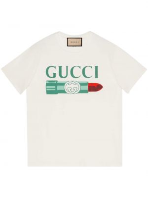 Pamučna majica s printom Gucci bijela