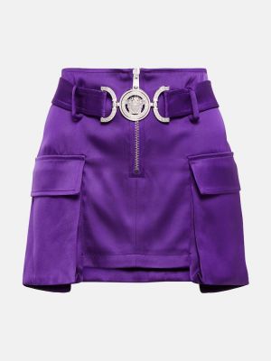 Fustă mini din satin Versace violet