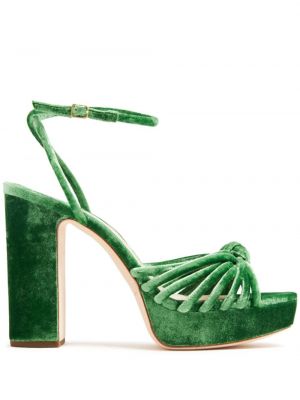Žametne sandali iz rebrastega žameta Loeffler Randall zelena