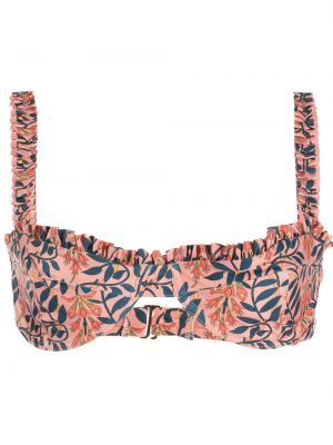 Ruffle trykt floral topp Agua By Agua Bendita rosa