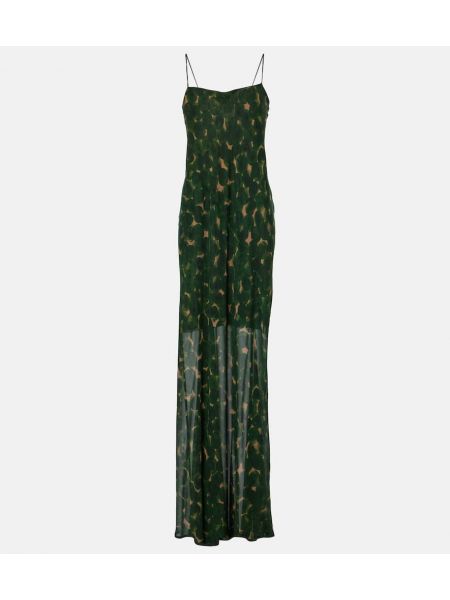 Floral silke maxi kjole Dries Van Noten grønn