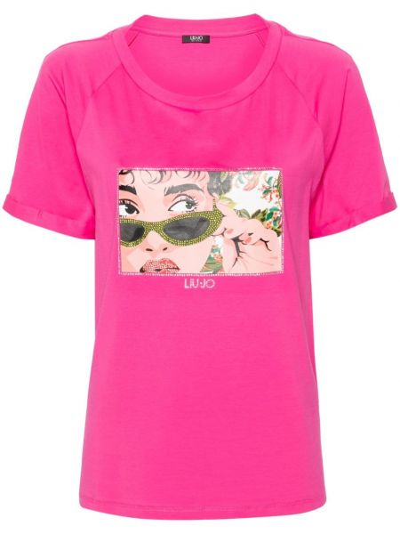Тениска с принт Liu Jo розово