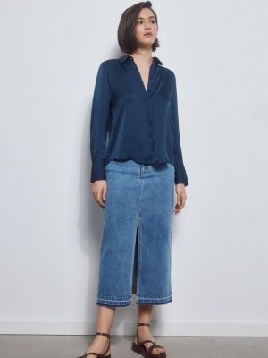 Синяя джинсовая юбка с карманами Pedro Del Hierro