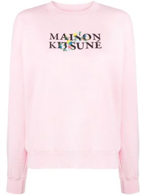 Bavlněná mikina s potiskem Maison Kitsuné růžová