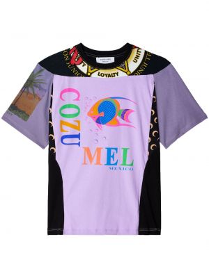 Bavlněné tričko s potiskem Marine Serre fialové