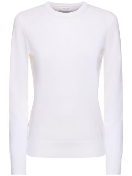 Haut en coton en tricot avec manches longues Michael Kors Collection blanc