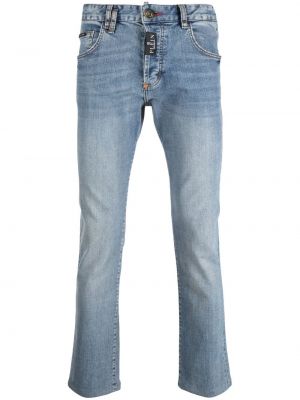 Skinny fit-jeans med broderi Philipp Plein blå