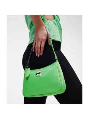 Nylonowa torebka na zamek Karl Lagerfeld zielona