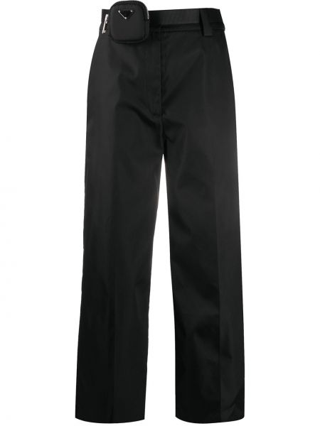 Pantalones rectos de cintura alta bootcut Prada negro