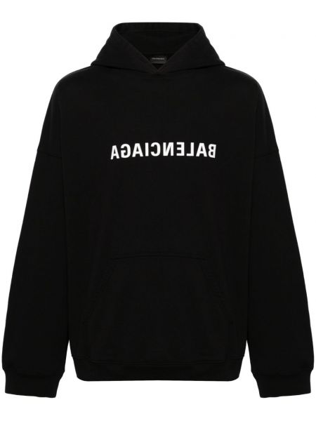 Pamučna hoodie s kapuljačom s printom Balenciaga