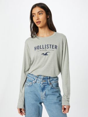 Hosszú ujjú póló Hollister szürke