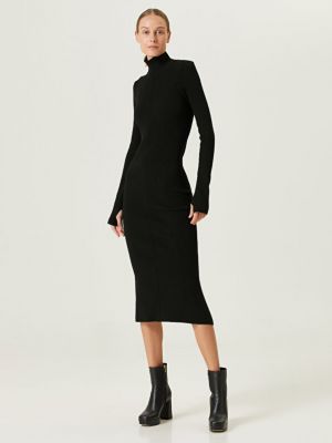 Черное платье миди из мериносовой ткани с вырезом Marc Jacobs