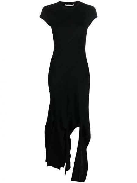 Svītrainas midi kleita ar bārkstīm Stella Mccartney melns