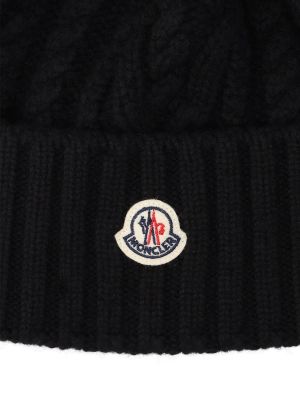 Berretto di lana di lana di cachemire Moncler nero