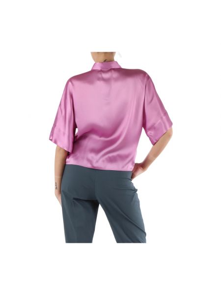 Clásico camisa con botones de seda Niu violeta