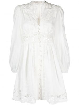 Lněné mini šaty Zimmermann bílé