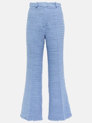 Tvídové kalhoty s vysokým pasem Oscar De La Renta modré