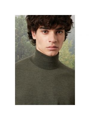 Jersey cuello alto de lana de lana merino con cuello alto Massimo Alba verde