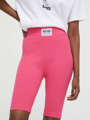 Однотонні джинсові шорти Moschino Jeans рожеві