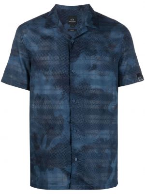 Камуфлажна памучна риза с принт Armani Exchange синьо