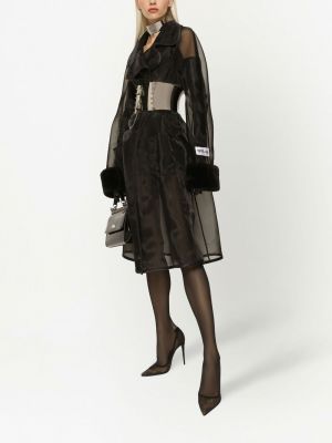Průsvitný trenčkot s kožíškem Dolce & Gabbana černý