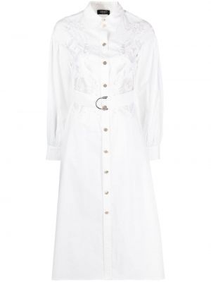 Βαμβακερή φόρεμα σε στυλ πουκάμισο με δαντέλα Liu Jo λευκό