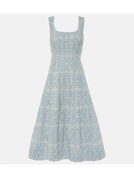 Robe mi-longue en coton Veronica Beard bleu