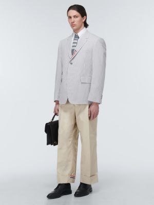 Pantalon droit en coton Thom Browne beige