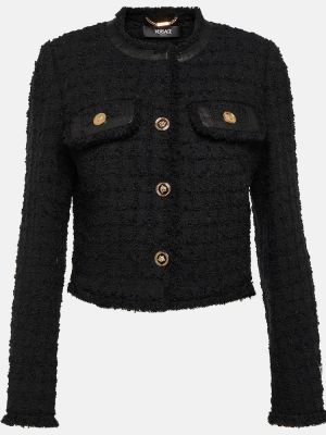 Veste en laine en tweed Versace noir
