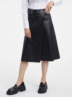 Kožená kožená sukňa z ekologickej kože Orsay čierna