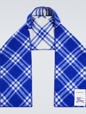 Bufanda de lana a cuadros con capucha Burberry azul
