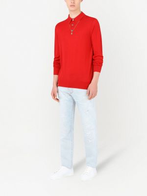 Kašmyro polo marškinėliai Dolce & Gabbana raudona