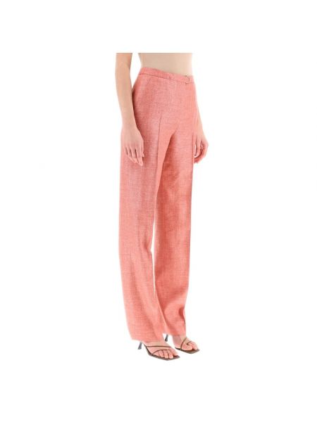 Pantalones de lana de lino de seda Agnona rosa
